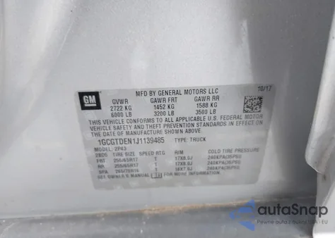 2018 Chevrolet Colorado Z71 z USA, uszkodzony, nr VIN 1GCGTDEN1J1139485